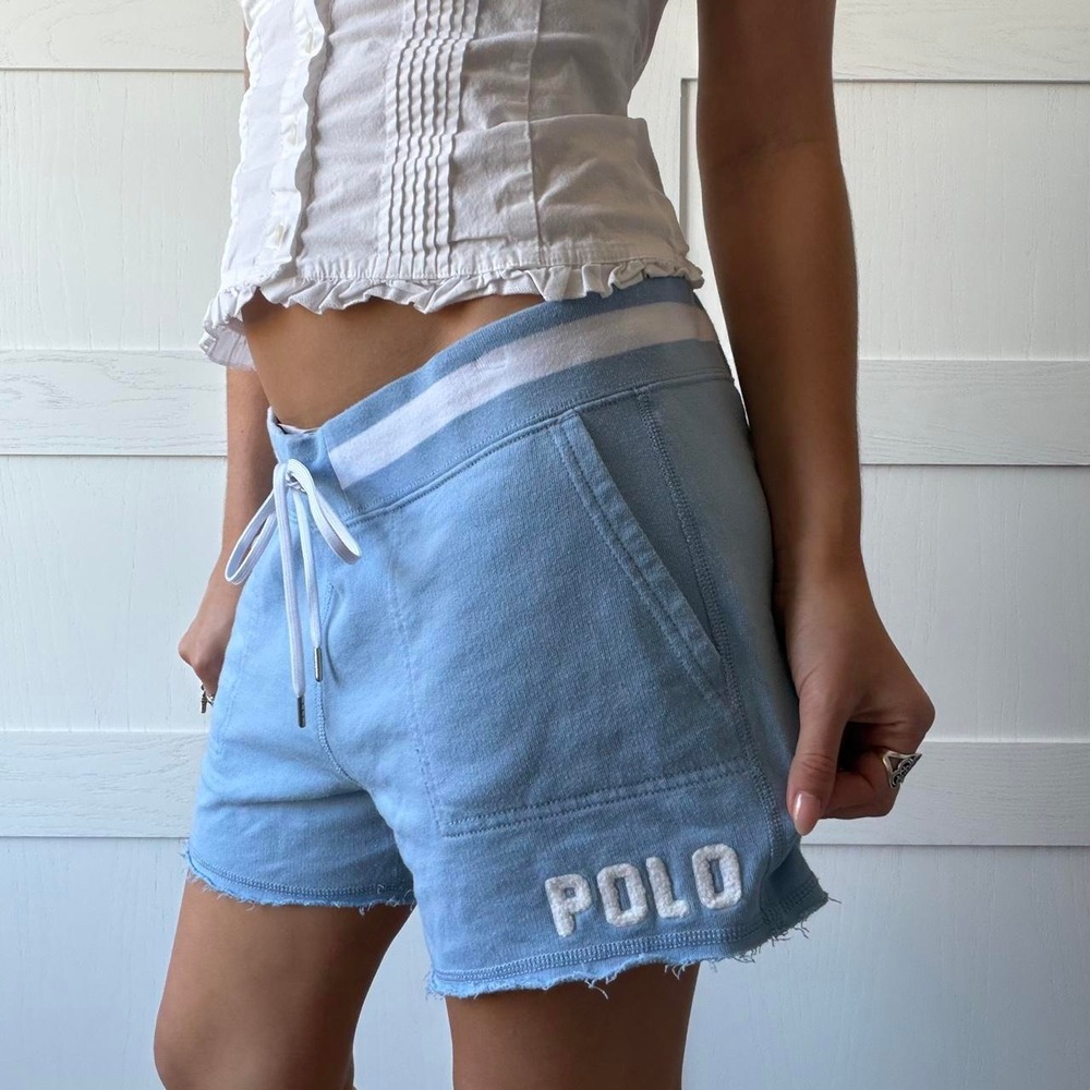 Polo Ralph Lauren Baby Blue Raw Hem Sweat Shorts